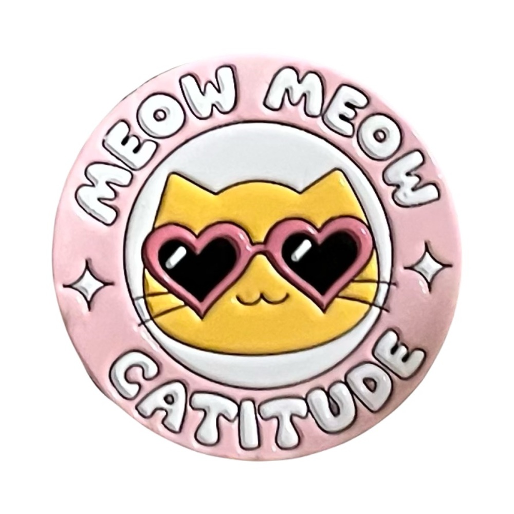Pink Catitude Enamel Pin NWOT